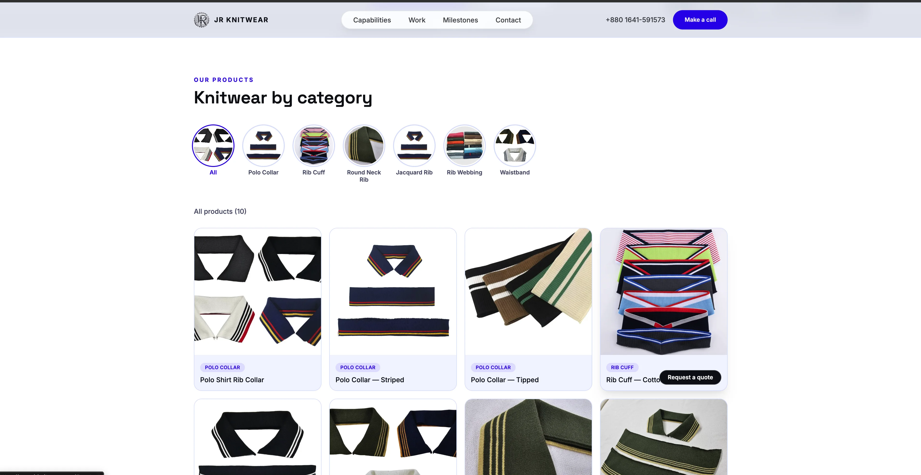JR Knitwear Corporate Website - Interactive Product Catalog