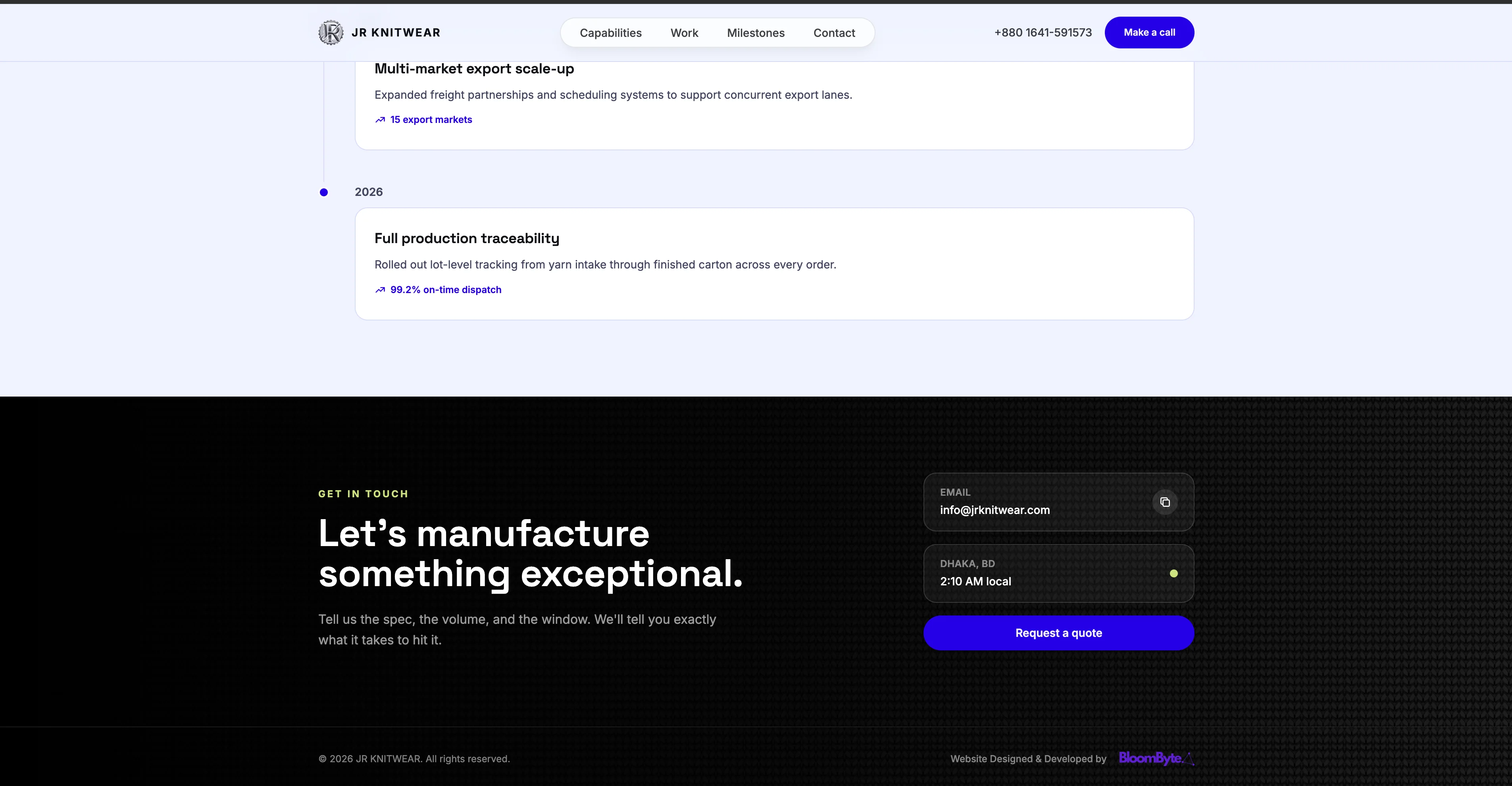 JR Knitwear Corporate Website - Clean Visual Hierarchy & Workspace